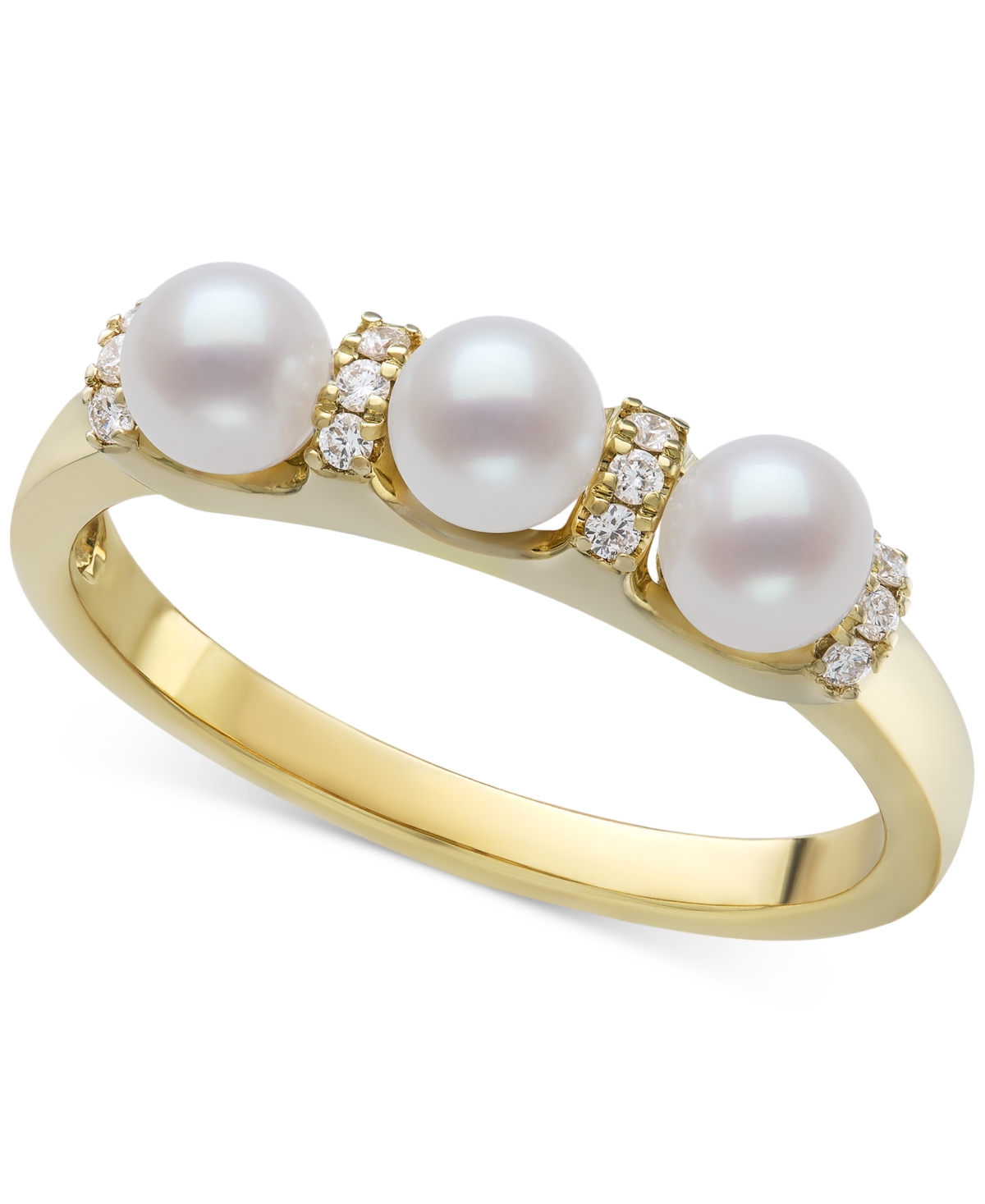 Belle De Mer Cultured Freshwater Pearl (4-5mm) & Diamond (1/10 Ct. T.w.) Ring In 10k Gold