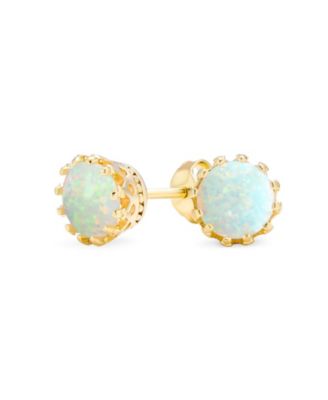 Bling Jewelry Crown Set Opal Solitaire Stud Earrings in Rose Gold Plated Sterling Silver 6MM - Gold-tone