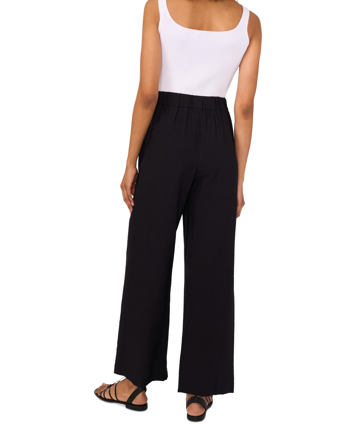 Shop Vince Camuto Women's Embroidered Wide Leg Pants In Rich Black