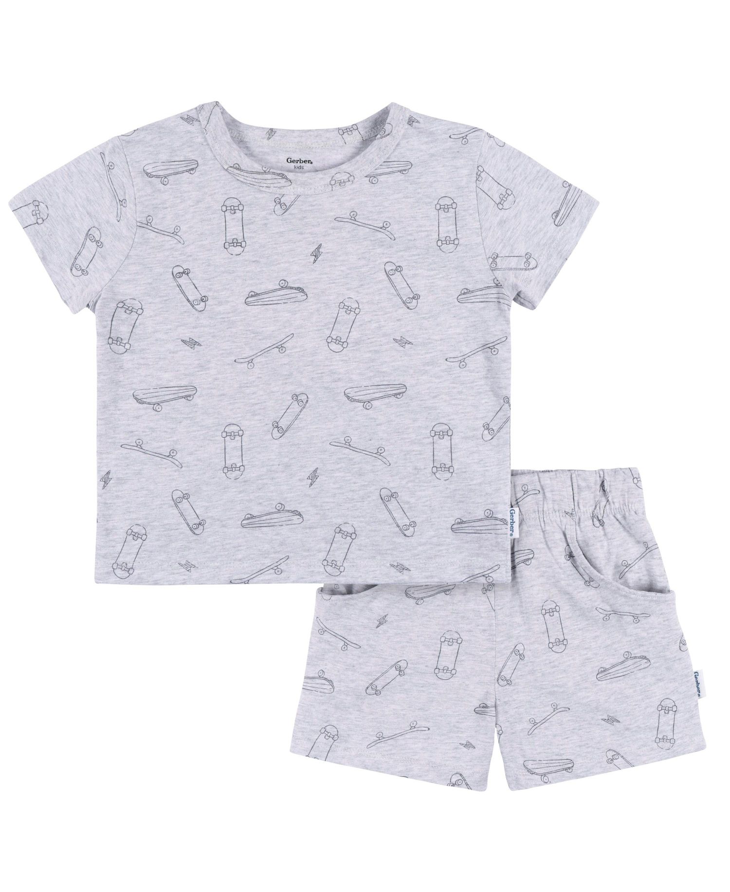 Baby Boys 2-Piece T-Shirt and Shorts Set, Heather Skateboard