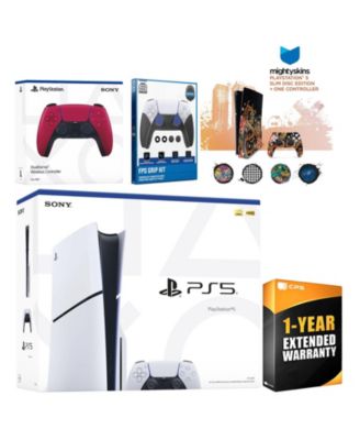 Playstation 5 Slim Disc with Extra Controller, FPS Grip Kit and MightySkins Decal Voucher + 1 Year CPS Extended Warranty