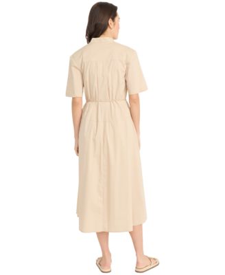 Women's Tie-Waist V-Neck Short-Sleeve Midi Dress