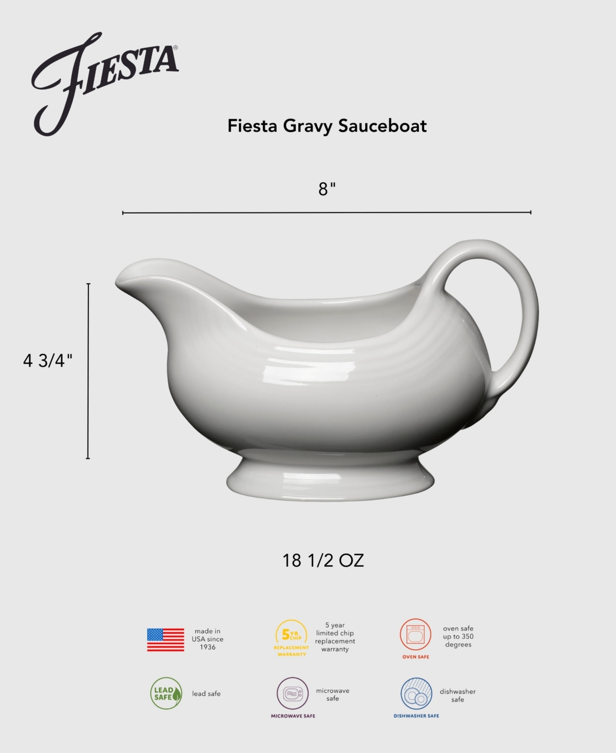 Fiesta Linen Gravy Sauceboat 18.5-oz.