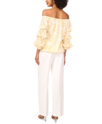Vince Camuto Women's Printed Linen-Blend Off-The-Shoulder