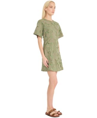 Women's Embroidered Cutout Short-Sleeve Cotton Mini Dress