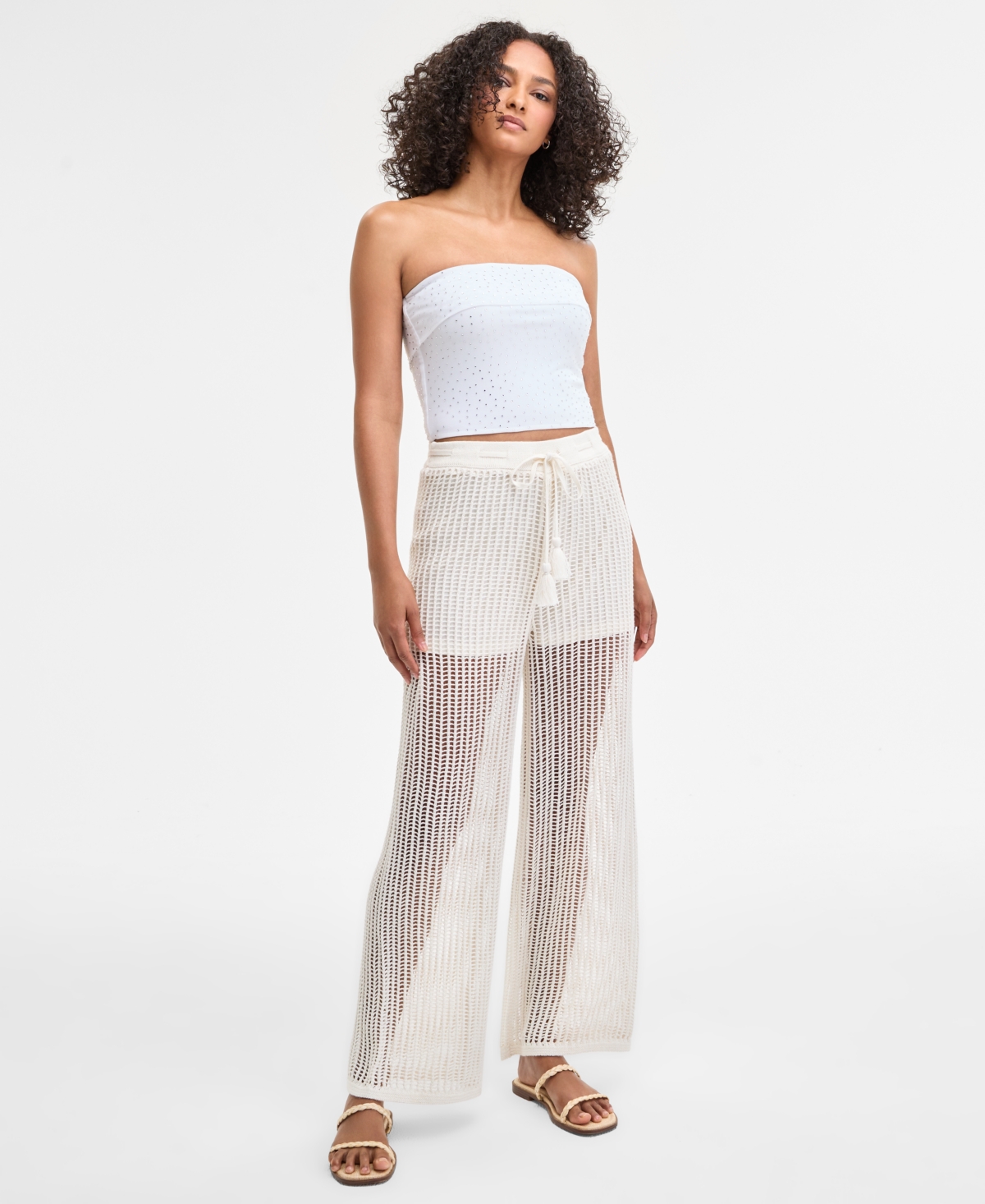 Bar Iii Women's High Rise Crochet Pants, Exclusively At Macy's