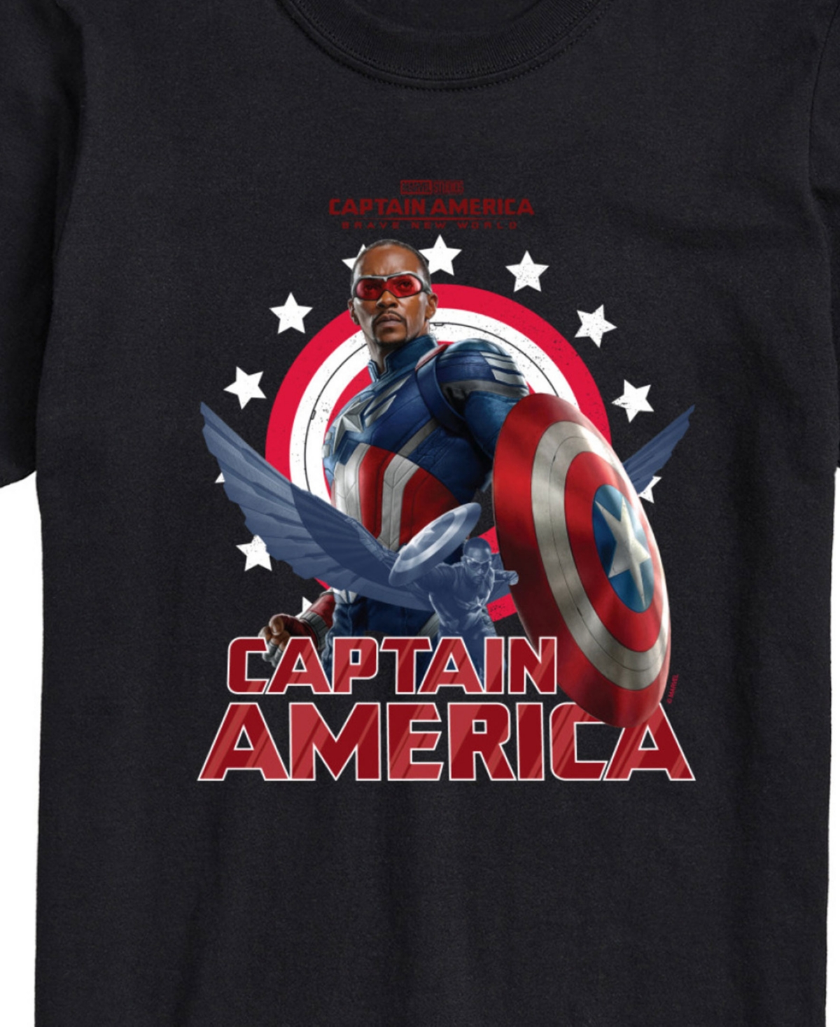 Airwaves Men's Captain America Brave New World Short Sleeve T-shirt In Black
