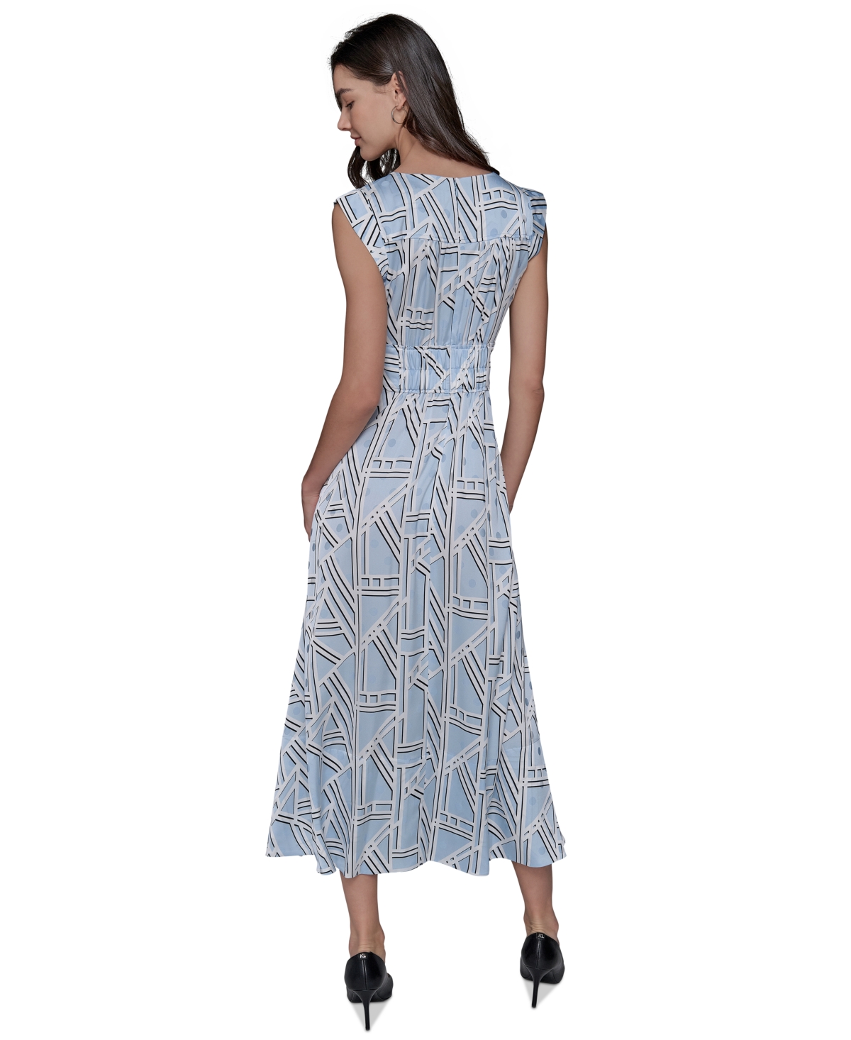 Shop Karl Lagerfeld Women's Printed Maxi Dress In Chambray Blue