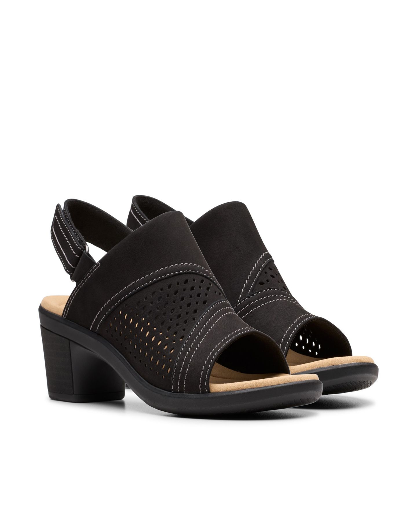 Женские сандалии Clarks Collection Emily2 Mist Block Heel, цвет: Чёрный нубуковый — фото 7