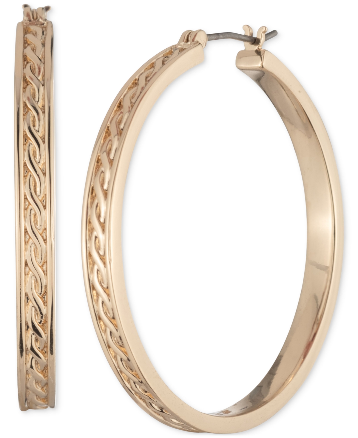 Gold-Tone Rope Medium Hoop Earrings, 1.62" - Gold