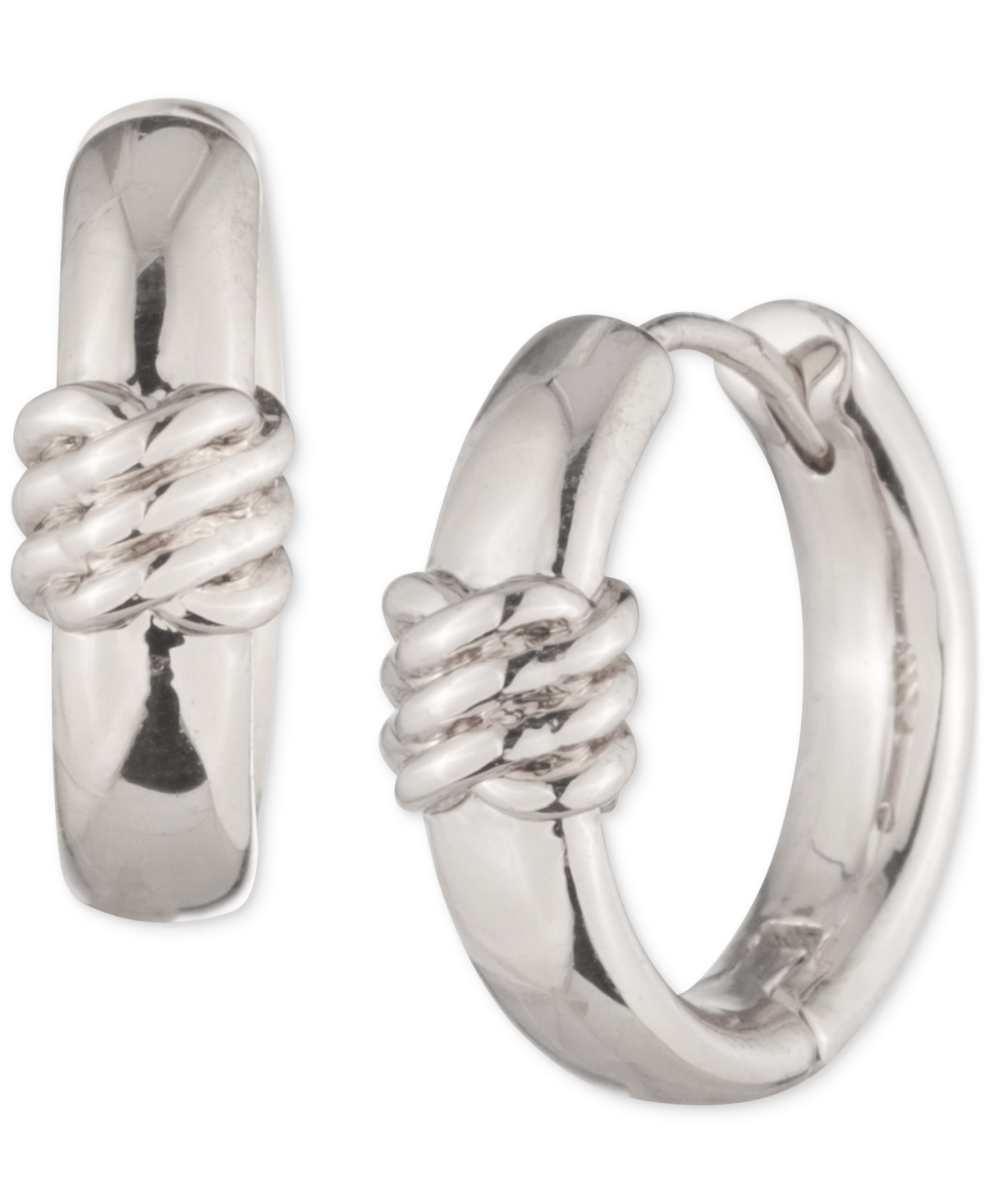 Gold-Tone Knotted Small Huggie Hoop Earrings, 0.55" - Silver