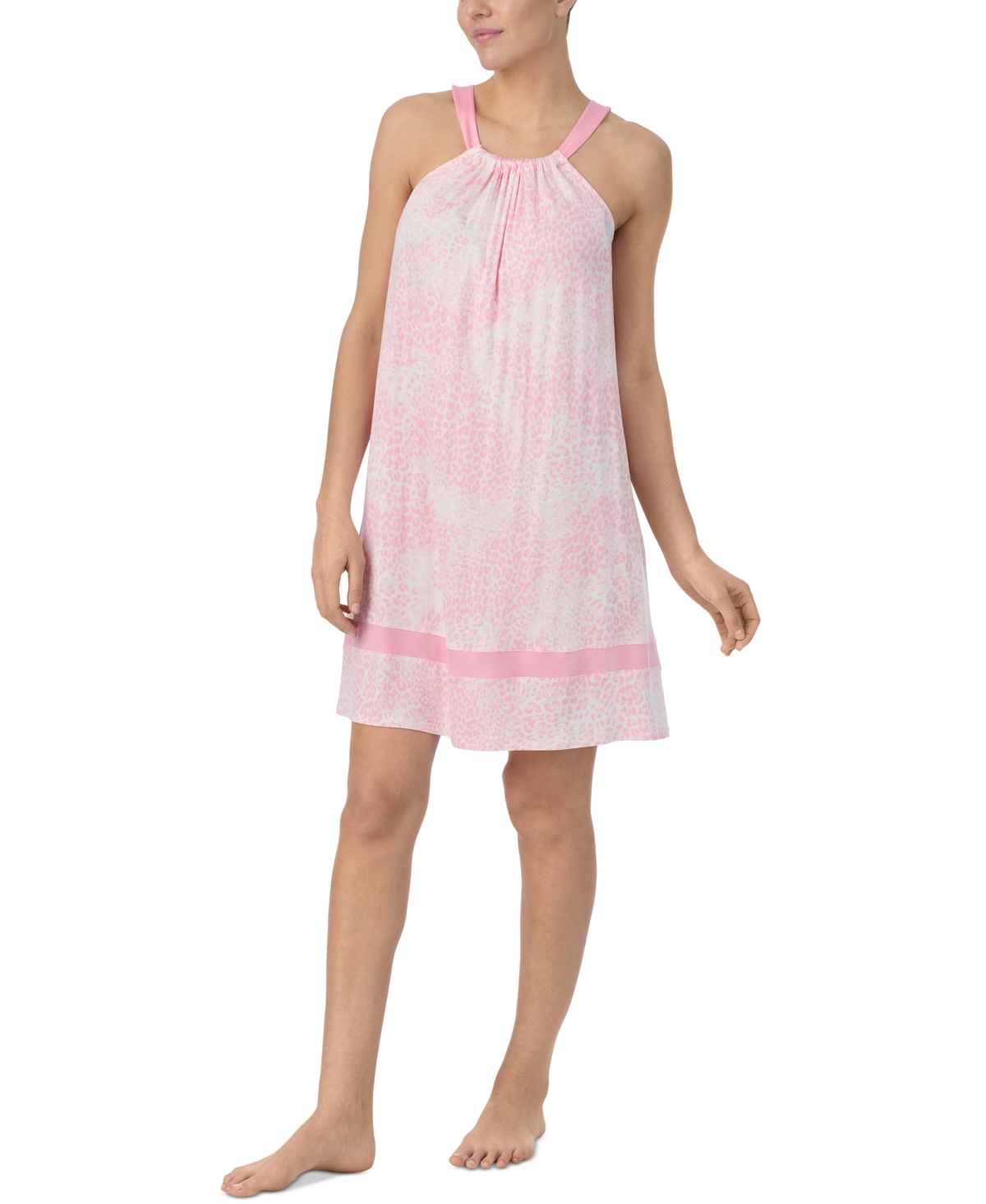 Women's Printed Sleeveless Halter Chemise - Animal Leo