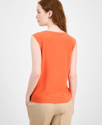 Women's Cap-Sleeve Cowlneck Blouse