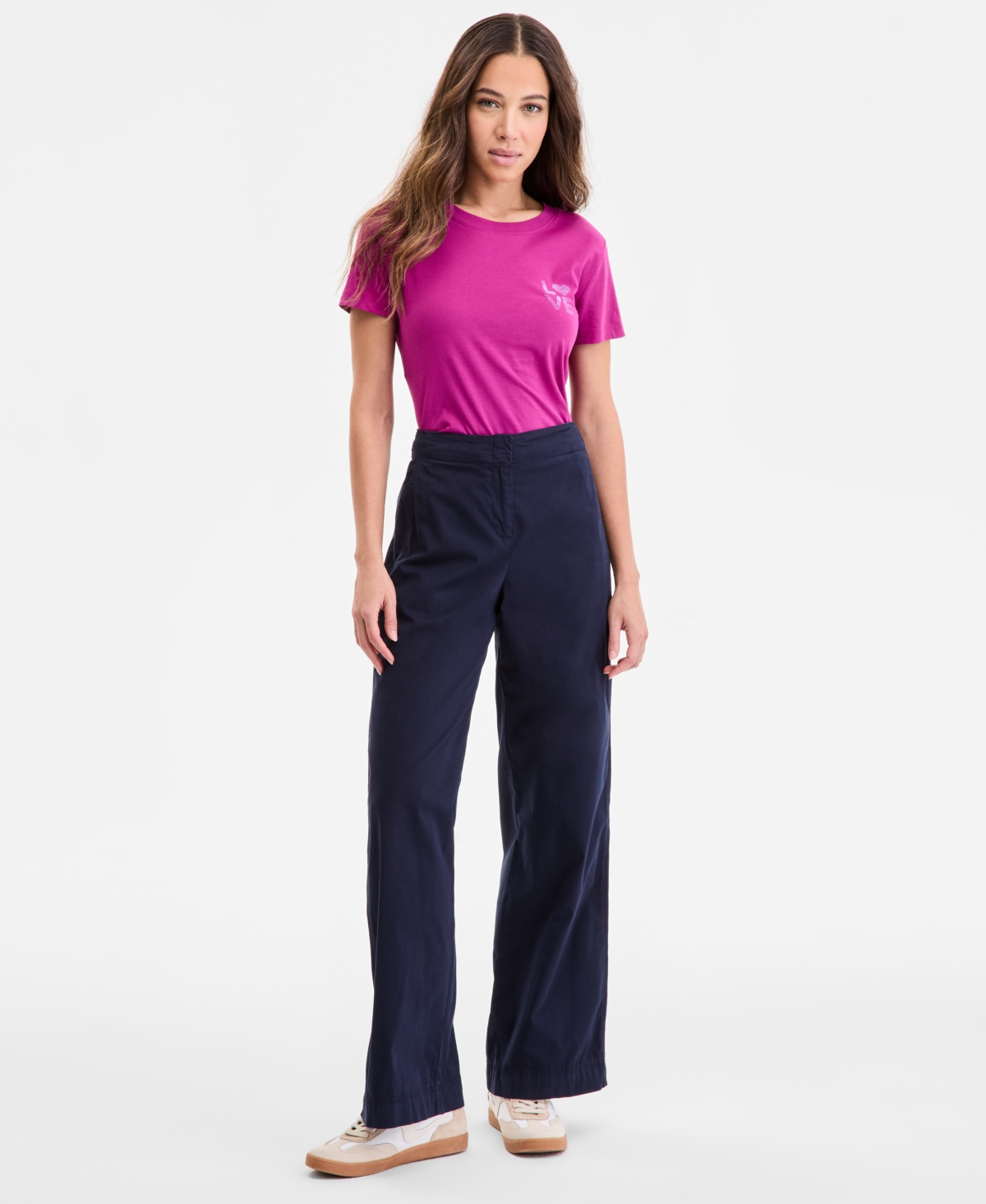 Women's High-Rise Straight-Leg Pants - Dark Blue