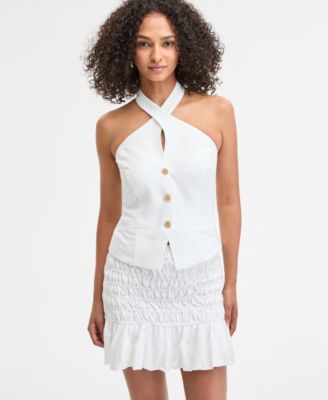 Bar III - Women's Button-Front Halter Top