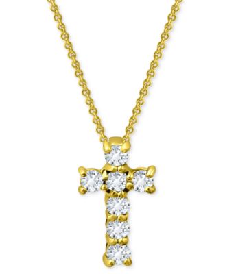 Giani Bernini - Cubic Zirconia Cross Pendant Necklace, 16" + 2" extender
