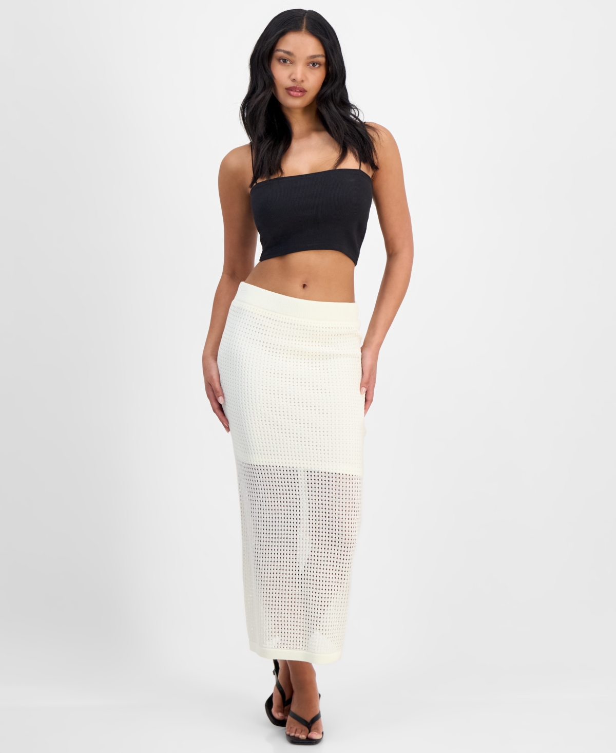 Women's Crochet Midi Skirt, Exclusively at Macy's - Egret