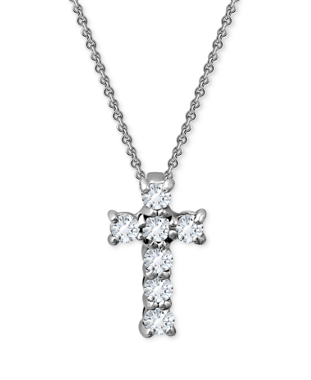 Giani Bernini Cubic Zirconia Cross Pendant Necklace, 16" + 2" Extender, Exclusively At Macy's In Silver
