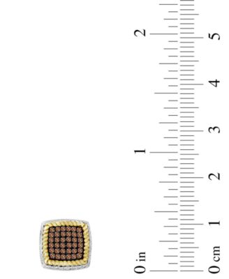 Men's Brown Diamond Square Cluster Stud Earrings (1/3 ct. tw) in 10k Gold
