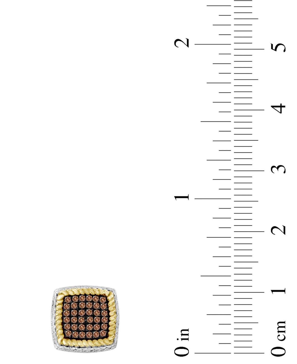 Macy's Men's Brown Diamond Square Cluster Stud Earrings (1/3 Ct. Tw) In 10k Gold