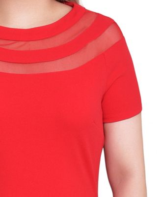 Petite Short Sleeve Dress with Mesh Insets