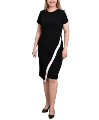 Petite Short Sleeve Asymmetrical Hem Dress