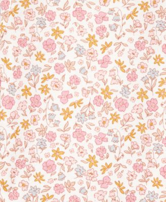 Baby Girls 2-Pc. Floral-Print Long-Sleeve T-Shirt & Overalls Set