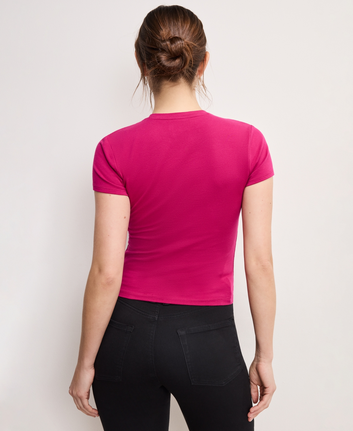 Good American Super Stretch Baby Tee In Fuchsia In Pink