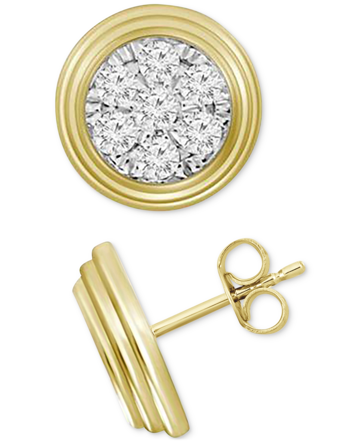 Macy's Men's Diamond Round Cluster Stud Earrings (1/5 Ct. T.w.) In 10k Gold