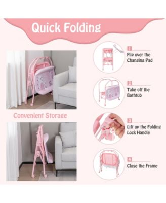 Folding Baby Changing Table with Bathtub and 4 Universal Wheels