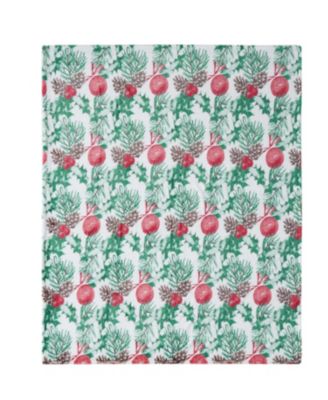Holiday Living Holly Pines Christmas Tree & Oraments Accent Throw Blanket