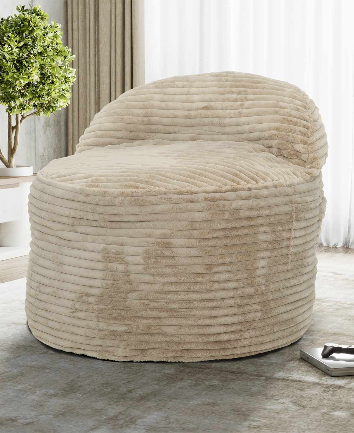 Primo International Teddy 2-in-1 Foam Bean Bag Chair In Sand