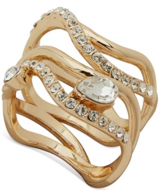 Emily in Paris - Gold-Tone Wavy Stone Multi Row Ring