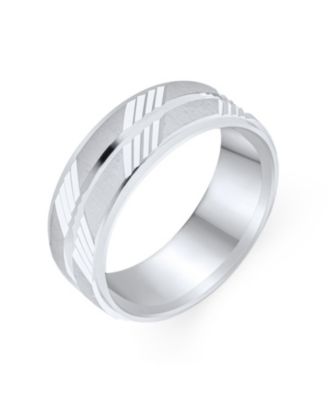 Stash Striped Pattern .925 Sterling Silver Eternity Band Ring 7MM Wide