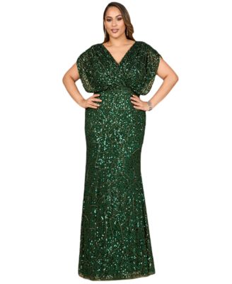 Women's Beaded Gown with Draped Cape Sleeves