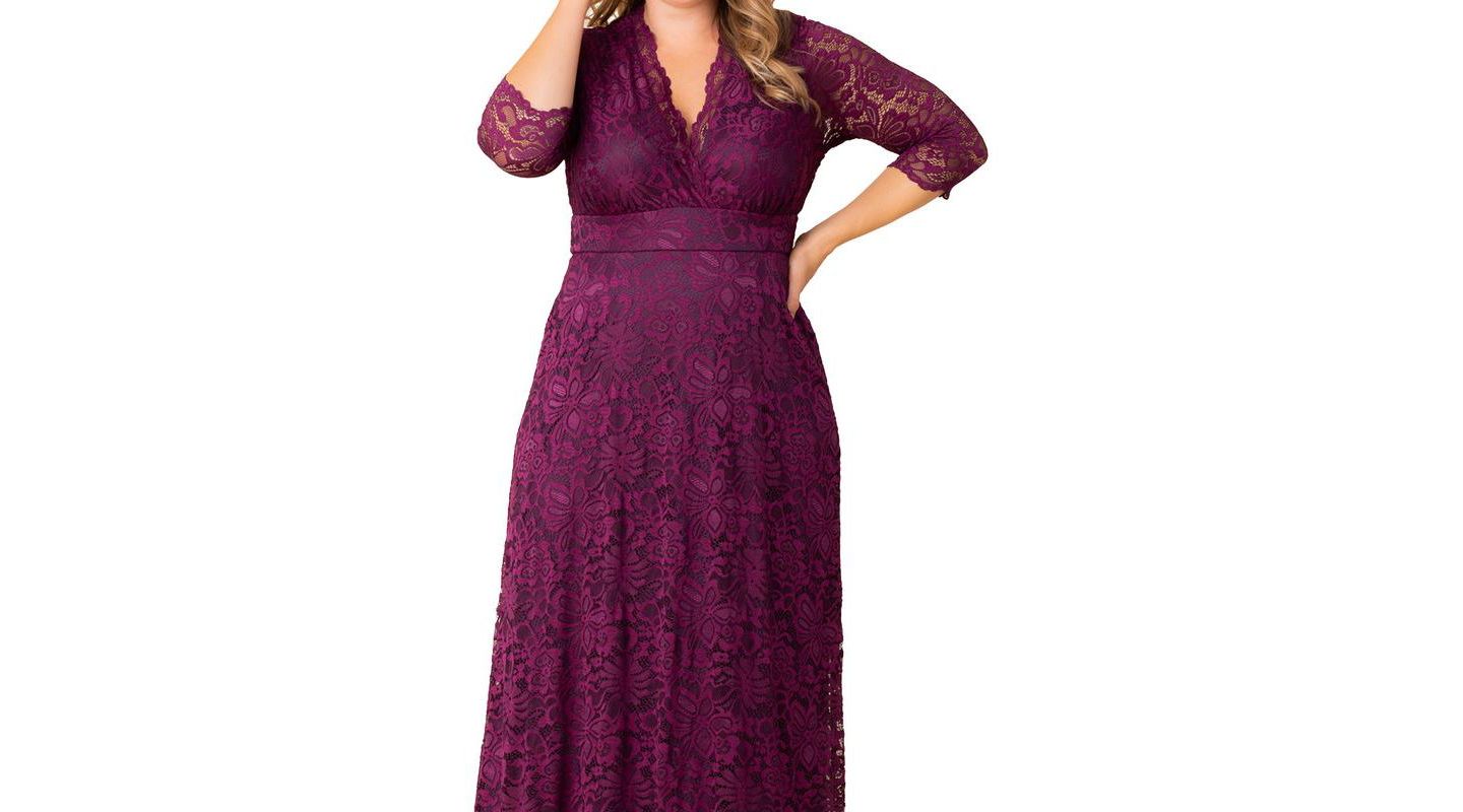 Женское платье Kiyonna Plus Size Maria Lace Evening Gown, цвет: Ягодный — фото 3