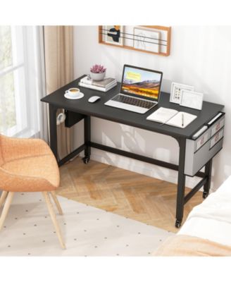 48 Inch Mobile Computer Workstation with 4 Smooth Casters