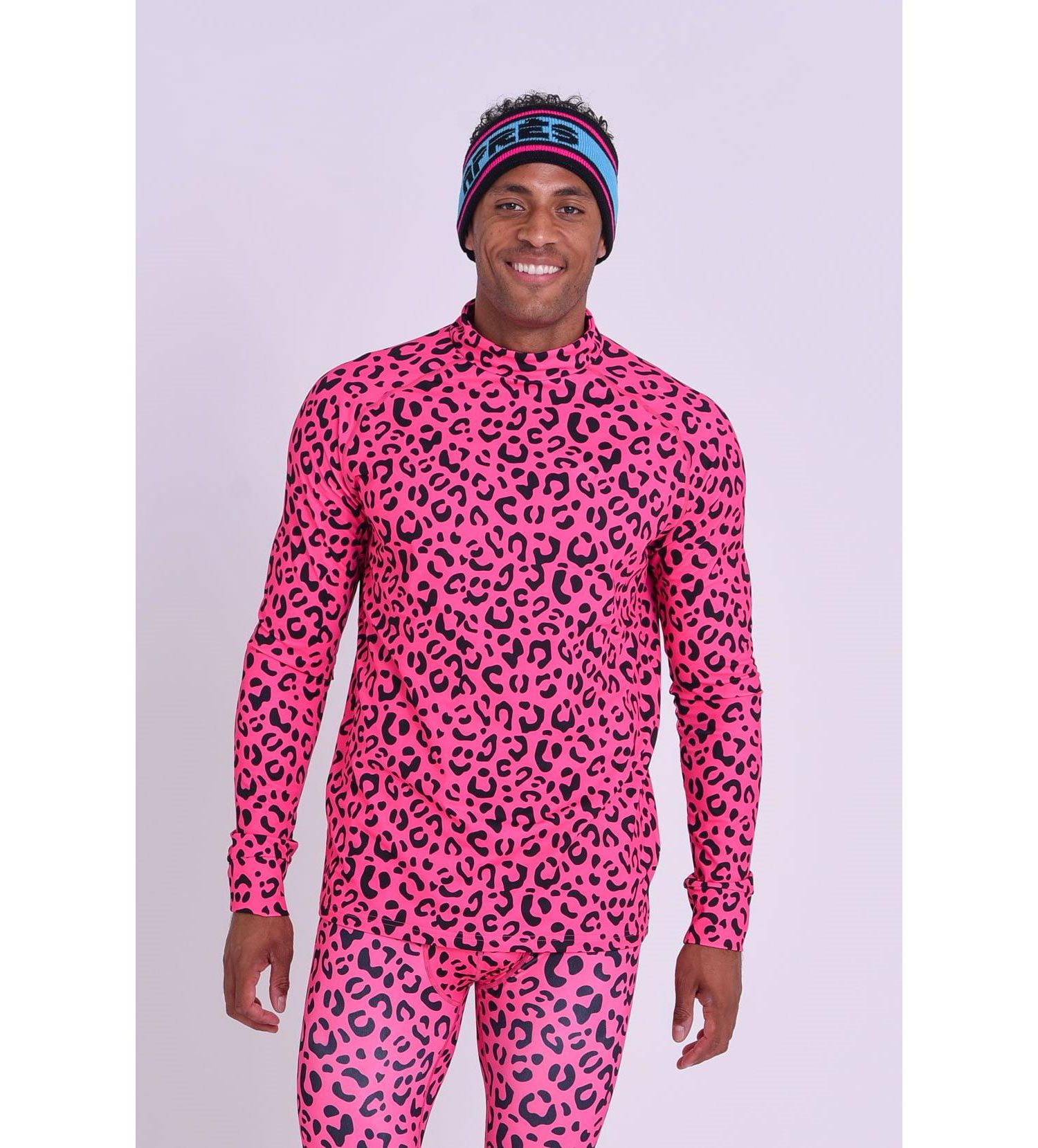 Men's Baselayer Top - Hotel California Pink Leopard