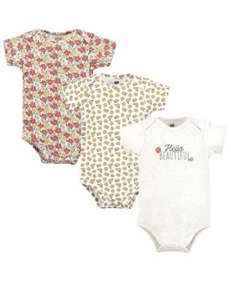 Hudson Baby Baby Girls Hudson Comfy Everyday Cotton Bodysuits 3-Pack - Hello beautiful 22$