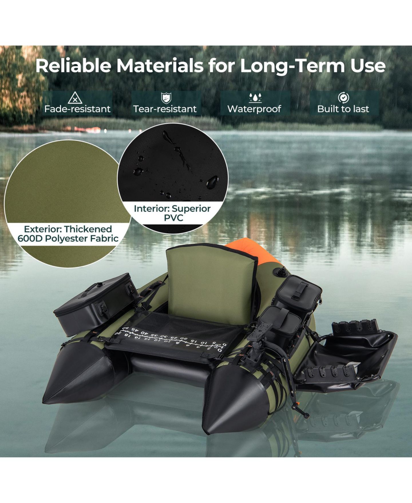 Детская игрушка HONGGE Portable Fishing Boat with Rod Holders and 3 Storage Box Seats, цвет: Зелёный — фото 8