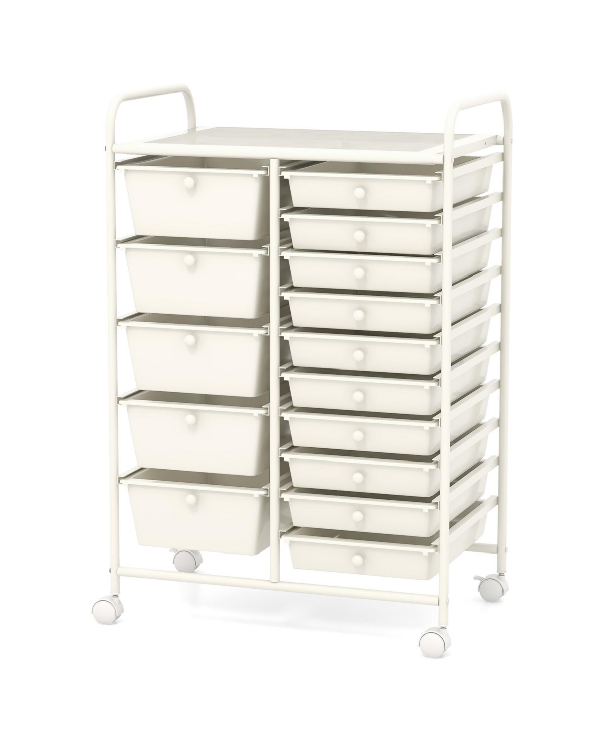 15-Drawer Utility Rolling Organizer Cart Multi-Use Storage - White
