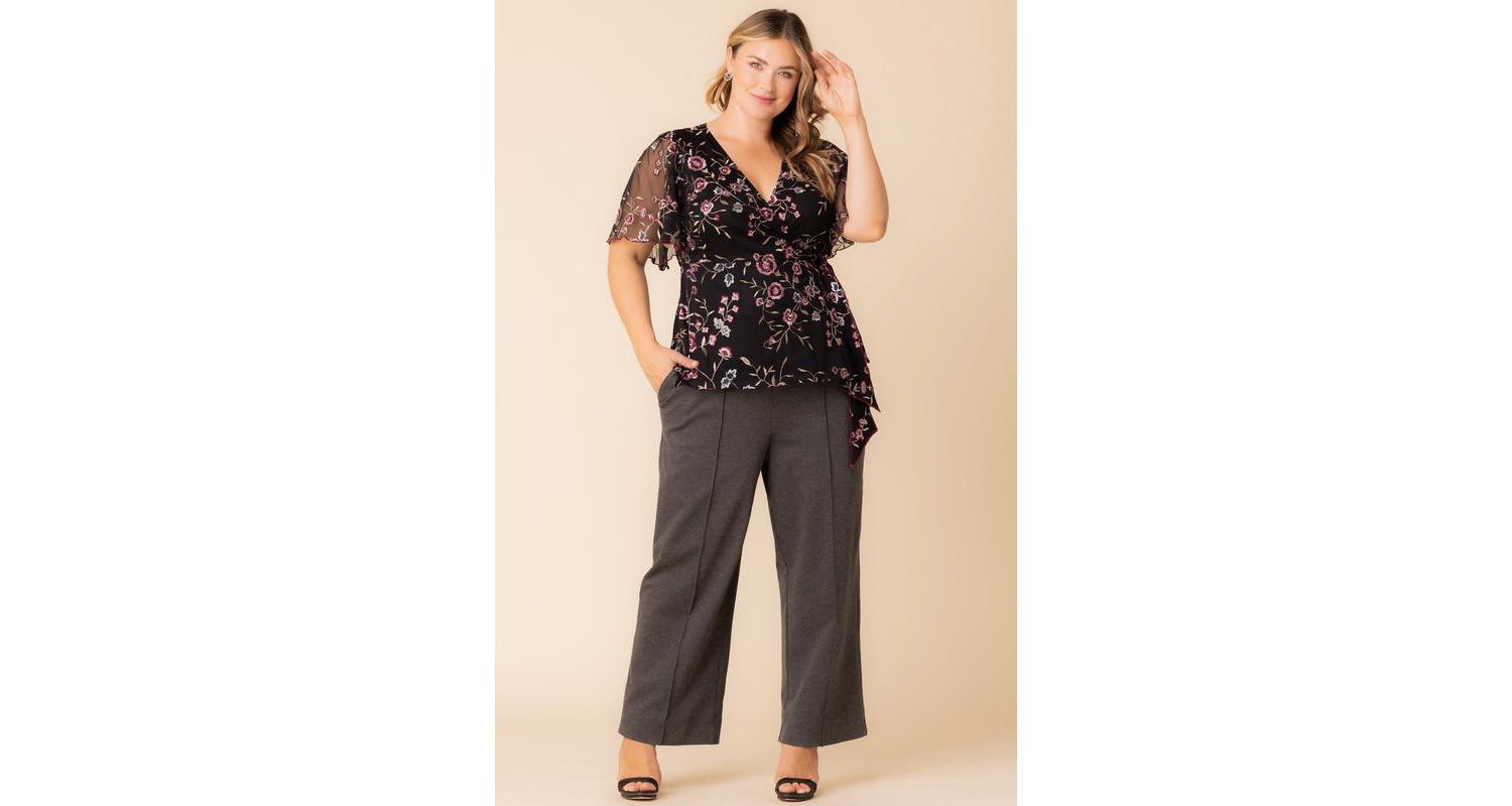 Plus Size Rosalie Embroidered Wrap Top