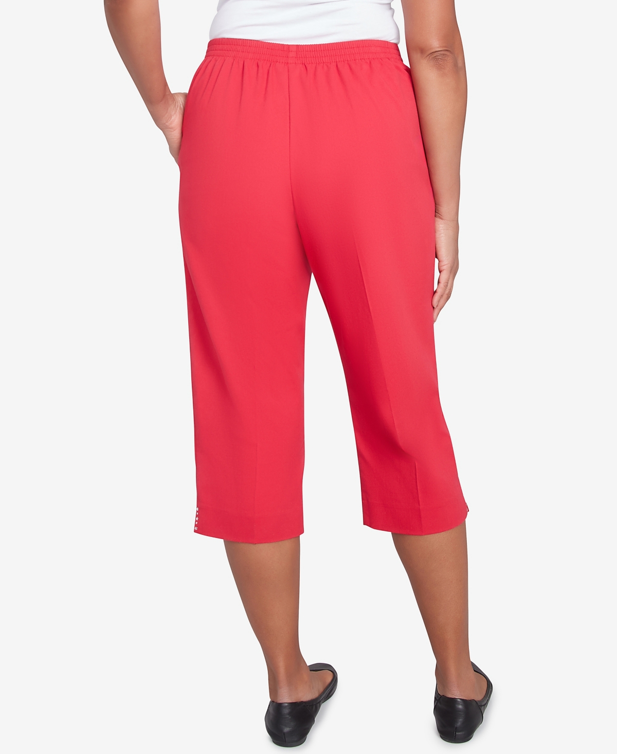 Alfred Dunner Petite Land Of The Free Star Studded Capri Pants In Red