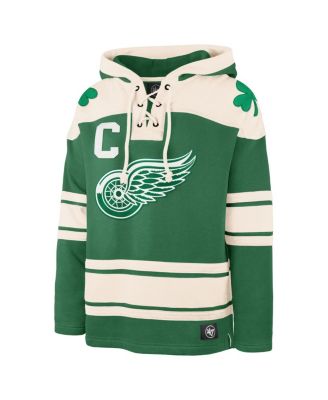 Men's Dylan Larkin Kelly Green Detroit Red Wings St. Patrick's Day Player Name Number Lacer Pullover Hoodie