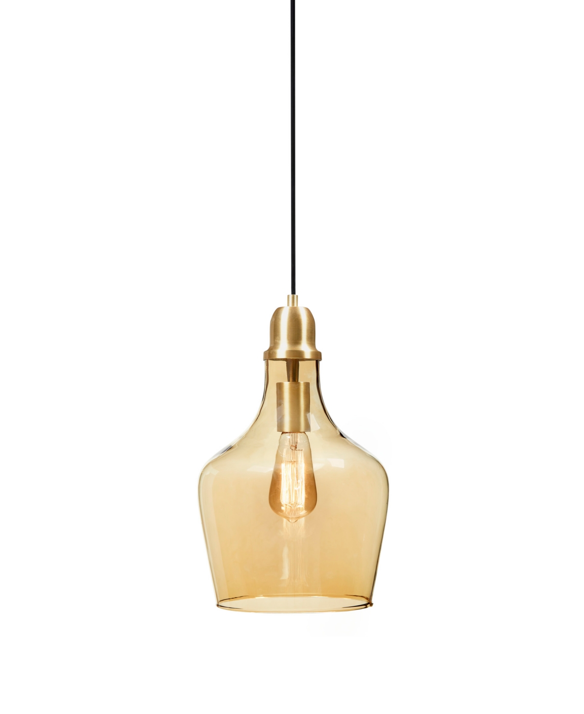 Ink+ivy 9" Auburn Bell Shaped Hanging Glass Pendant Light In Gold,amber