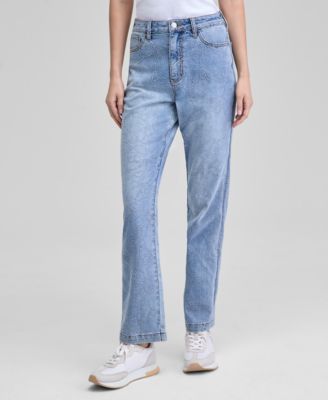 Women's Embroidered Floral High Rise Straight-Leg Ankle Jeans, Exclusively at Macy's