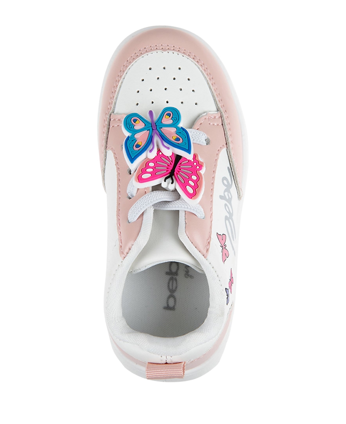 Bebe Toddler Girls Butterfly Lace Charms with Court Sneakers