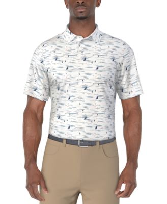 PGA TOUR - Men's Short Sleeve Nautical Print Golf Polo Shirt