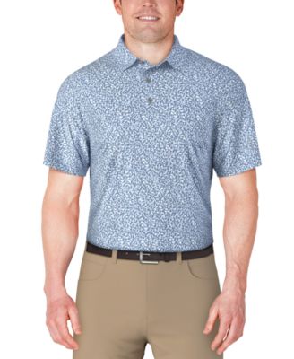 PGA TOUR - Men's Short Sleeve Micro Geo Print Golf Polo Shirt