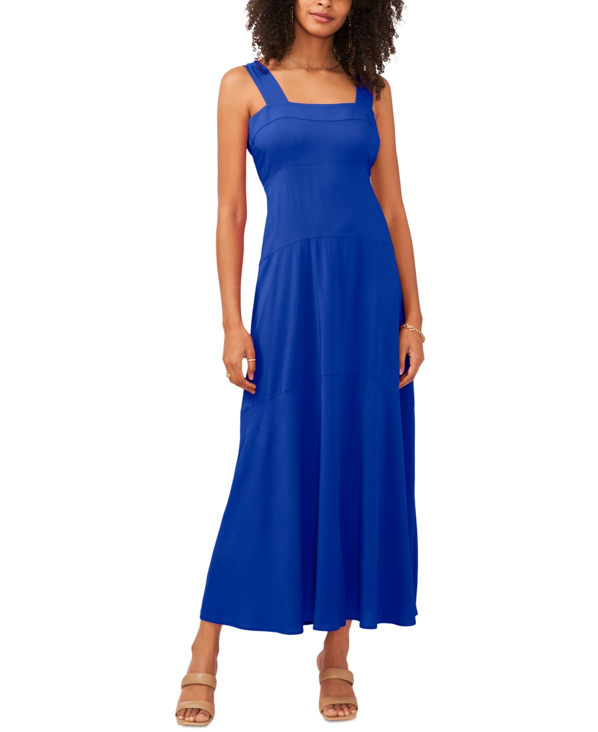 Vince Camuto Solid Sleeveless Tiered Maxi Dress In Cobalt